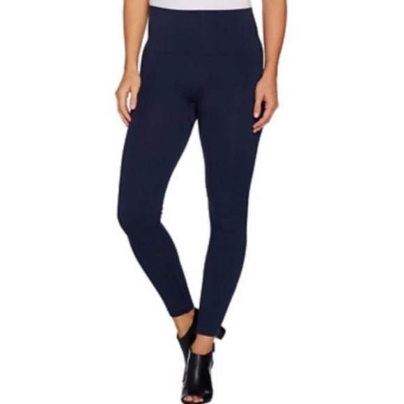 Spanx Navy Blue Seamless Shaping Leggings EUC - Picture 2 of 10